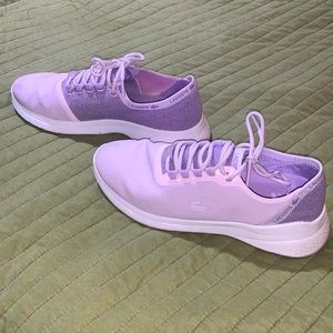 Lacoste purple tennis shoes